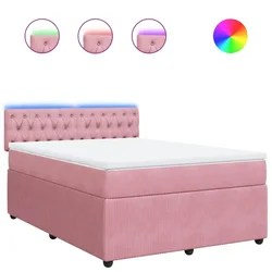 Vidaxl Box spring postelja z vzmetnico roza 160x200 cm žamet