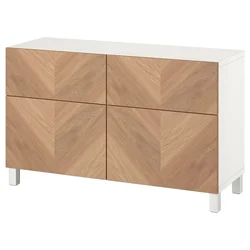 BESTA Komb.odlaganje s vratima/fiokama, bela/Hedeviken/Stubbarp hrastov furnir, 120x42x74 cm