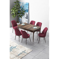 Hanah Home Set Trpezarijski sto i 6 stolica Zen, Bordo-braon