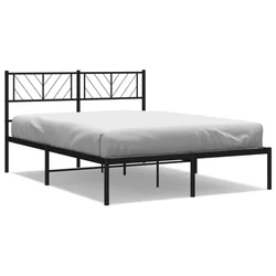 Vidaxl Kovinski posteljni okvir z vzglavjem črn 135x190 cm