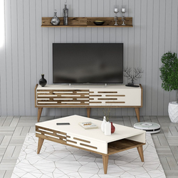 Hanah Home Set nameštaja za dnevnu sobu Valensiya 140, 3 komada, Orah-krem