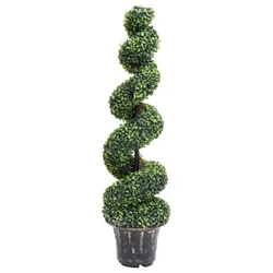 Vidaxl Umetni pušpan spirala z loncem zelene barve 117 cm