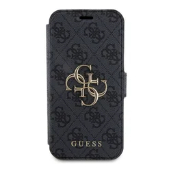 Maska Guess Bk Pu leather 4G Metal Logo za iPhone 15 Pro, Siva