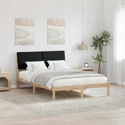 Okvir kreveta Smeđa i crna 150 x 200 cm Masivna borovina