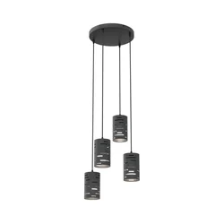 Luster na sajli TANK, 4xE27/15W/230V, prečnik 36 cm, crna