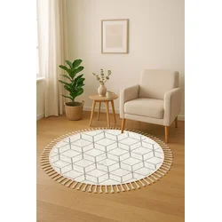 Conceptum Hypnose Tepih Bukle 1407, O80 cm, Beli