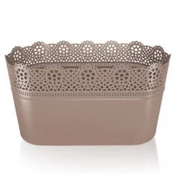 Saksija čipka lace ovalna fi 28.5cm mocca