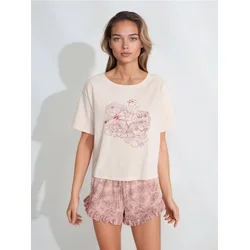 Sinsay - Pamučna dvodelna pidžama sa cvetnim motivom - pastelno roze