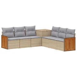 Set sofe 7 pcs Bež i svijetlo siva Poli Rattan i čelik