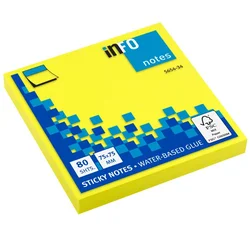 Info Samolepljivi blokčić, 75x75mm, Žuti
