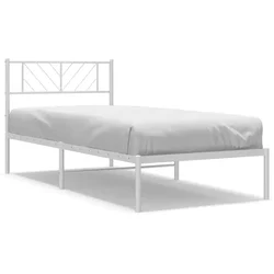 Vidaxl Kovinski posteljni okvir z vzglavjem bel 90x190 cm