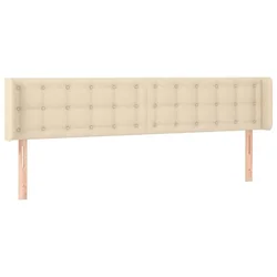 Vidaxl Vzglavje z ušesi krem 203x16x78/88 cm blago