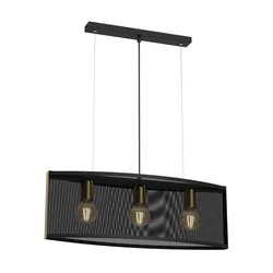 Luster na sajli KAGA 3xE27/60W/230V crna/zlatna