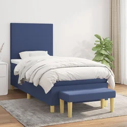 shumee Box spring postelja z vzmetnico moder 80x200 cm blago