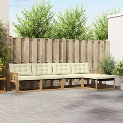 Set vanjskih sofa s jastukom 5 pcs Bijela i krem