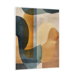 Canvas Slika na platnu Oker i plava apstraktna kompozicija 30x40cm, Sa ramom, Beli