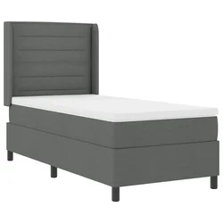 Vidaxl LED Box Spring Postelja Temno siva 90 x 200 cm blago