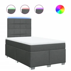 Vidaxl Box spring postelja z vzmetnico temno siva 120x200 cm blago
