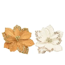 Dekordom dekoracija - poinsettia on clip 35cm 701541 - gold - kmg ( 045704 )