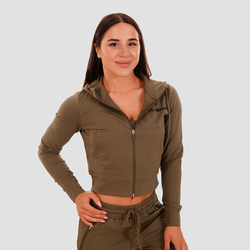 GymBeam Ženski duks TRN Zip-Up Olive