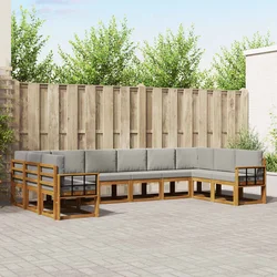Set vanjskih sofa 10 kom. Prirodna i svijetlo siva