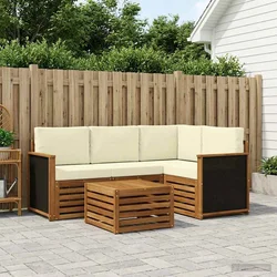 Set vanjskih sofa 5 pcs Prirodna i krem 59 x 59 x 37 cm