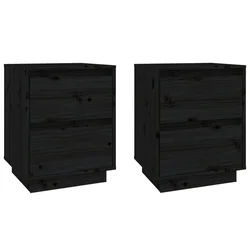 Noćni ormarići 2 kom crni 40 x 35 x 50 cm od masivne borovine