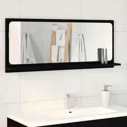 Ogledalo Polica Crni hrast 90 x 10,5 x 37 cm Konstruirano drvo