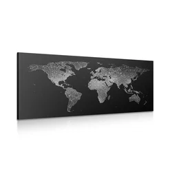 Slika čudoviti črnobel zemljevid sveta - 80x40
