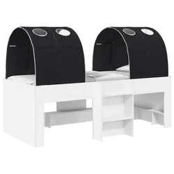 vidaXL Postelja s Tunelom 4 pcs Bela in črna Inženirski les