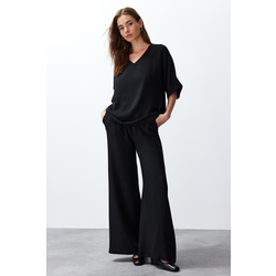 Trendyol Black V Neck Woven Two Piece Set