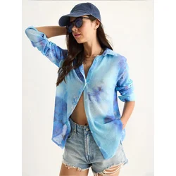 Bianco Lucci Bluza modra/nebeško modra/lila/bela