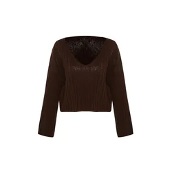 Trendyol Pulover temno rjava