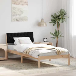 Okvir kreveta Smeđa i crna 90 x 190 cm Masivna borovina