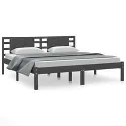 Vidaxl Posteljni okvir siv iz trdne borovine 200x200 cm