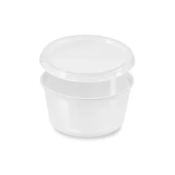 Skleda (PP) okrogla prozorna 250 ml + pokrov [5 x 50 kompletov]
