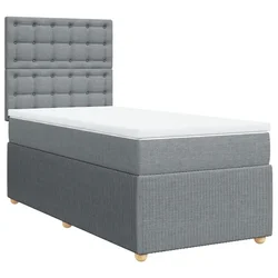 Vidaxl Box spring postelja z vzmetnico svetlo siv 100x200 cm blago