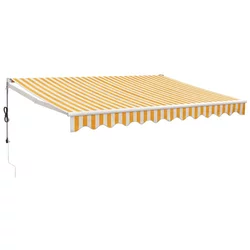 Automatska tenda na uvlačenje žuto-bijela 3,5 x 2,5 m