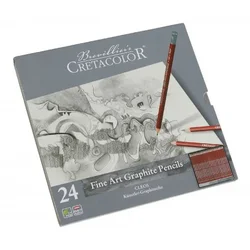 Grafitne olovke Cretacolor CLEOS Fine Art, set od 24 olovke u limenoj kutiji
