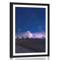 Plakat s paspartujem kopica sena v mesečnem svitu - 40x60 black