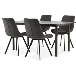 ALSTED D160 sto tamni hrast + 4 HYGUM stolice siva