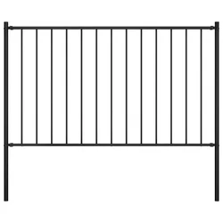 Ogradni panel Woerden sa stupovima čelik 1,7x1 m Crni