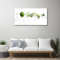 tulup.si Slika na steklu Lime vode kuhinja 125x50 cm 4 obešalnika