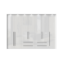 JELA Plakar P74B/PN - kolekcija Piano - Kristalno bela/Kristalno Bela HG Lak - 322x226x60 cm