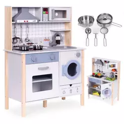 ECO TOYS Drvena kuhinja za decu sa zvukovima i led svetlom, Bela