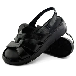 LP Fashion Ženske kožne sandale, Crne