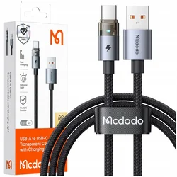 Mcdodo MCDODO KABEL USB-A USB-C HITRO POLNJENJE USB TIPA C 6A 100W 1M LED ČRN