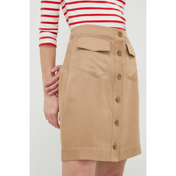 Suknja s dodatkom lana Calvin Klein boja: smeđa, mini, ravna
