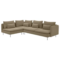 SÖDERHAMN Ugaona sofa, 4-sed, bez stranice/Johanneshov smeđebež