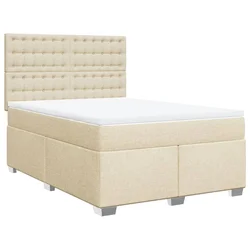vidaXL vidaXL Box spring postelja z vzmetnico krem 140x200 cm blago, (21308537)